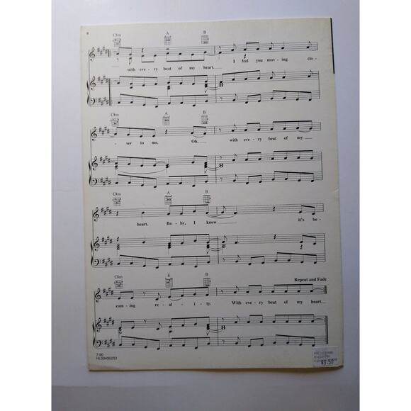 With Every Beat Of My Heart Taylor Dayne Sheet Music 1989 Pop Rock Music Song - Picture 3 of 3